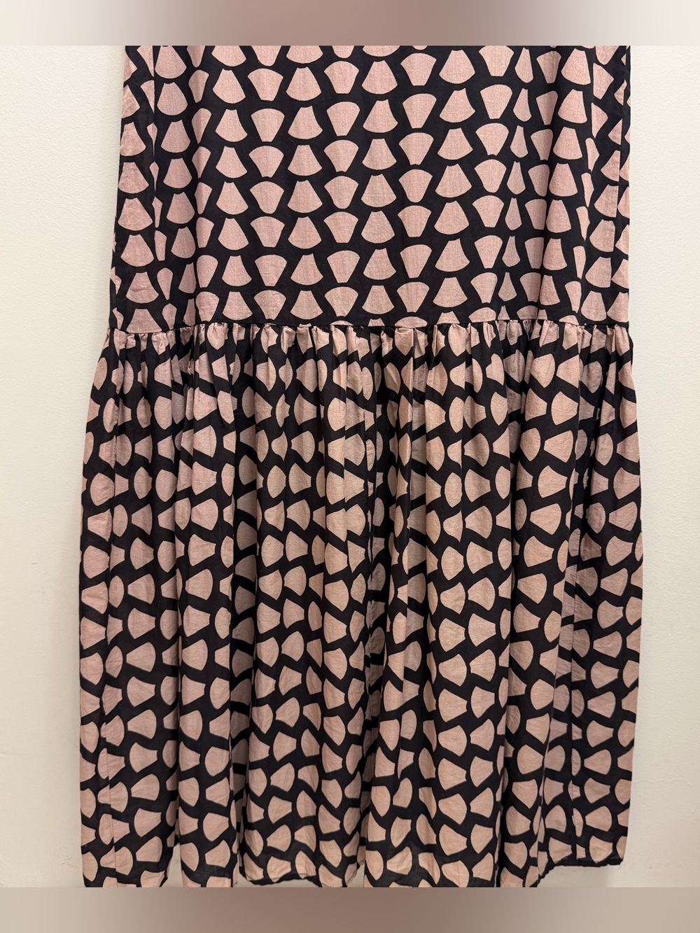 Mirth Lisbon Maxi Dress Kaftan Waist Tie Geo Print Handmade Edition in Eggplant - Picture 7 of 10